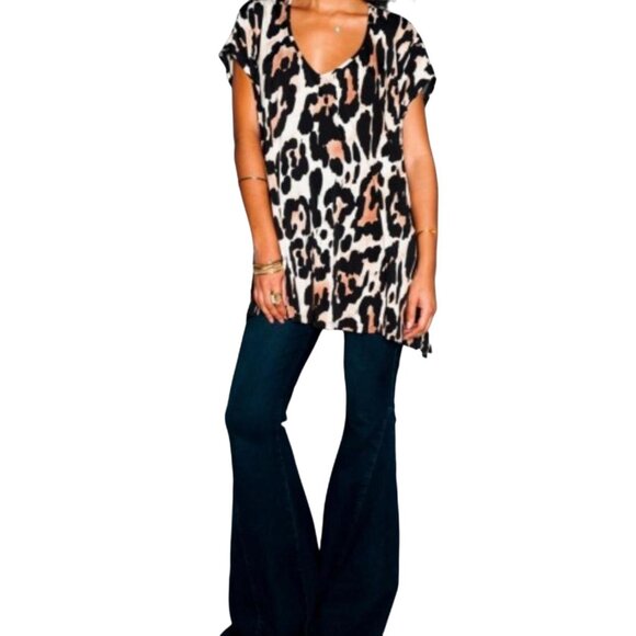 Show Me Your Mumu Carter Tunic Size Small V-neckline Animal Print Leopard Sz S - Picture 2 of 6